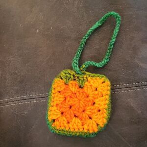 Handmade Crochet Orange and Green Bag